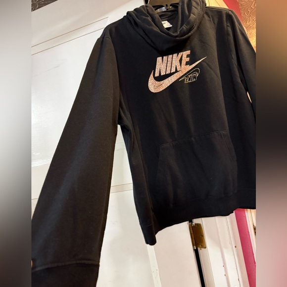 Nike Women’s Black Hoodie Gold Glitter Logo - Picture 5 of 7